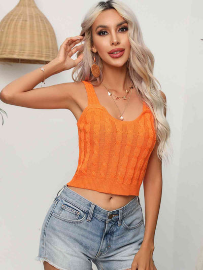 Cable-Knit Cropped Knit Tank