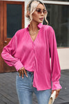 Pleated Button Up Long Sleeve Shirt