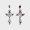 Rhinestone Alloy Cross Earrings