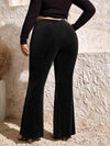 Plus Size Ribbed High Waist Flare Pants