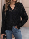 Lace Button Front Long Sleeve Top