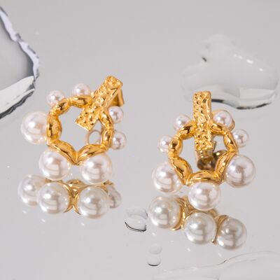 Irregular 18K Gold-Plated Pearl Earrings