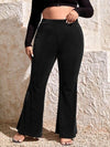 Plus Size Ribbed High Waist Flare Pants