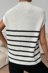 Striped Mock Neck Half Zip Sweater Vest